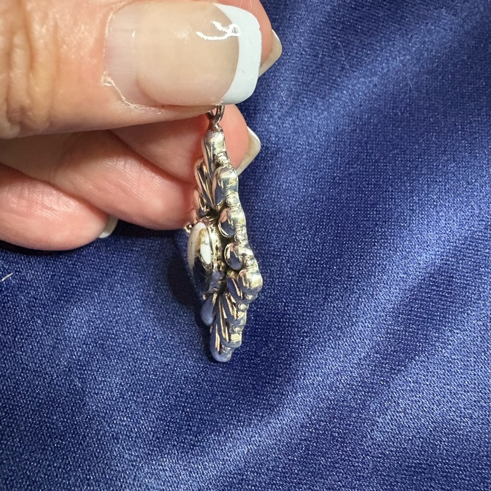 Pendant*Wild Horse Turquoise 925 Sterling Silver Diamond Shaped Closed Back - Picture 6 of 9